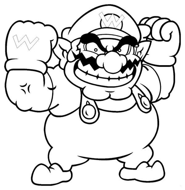 Mario Wario coloring page for children