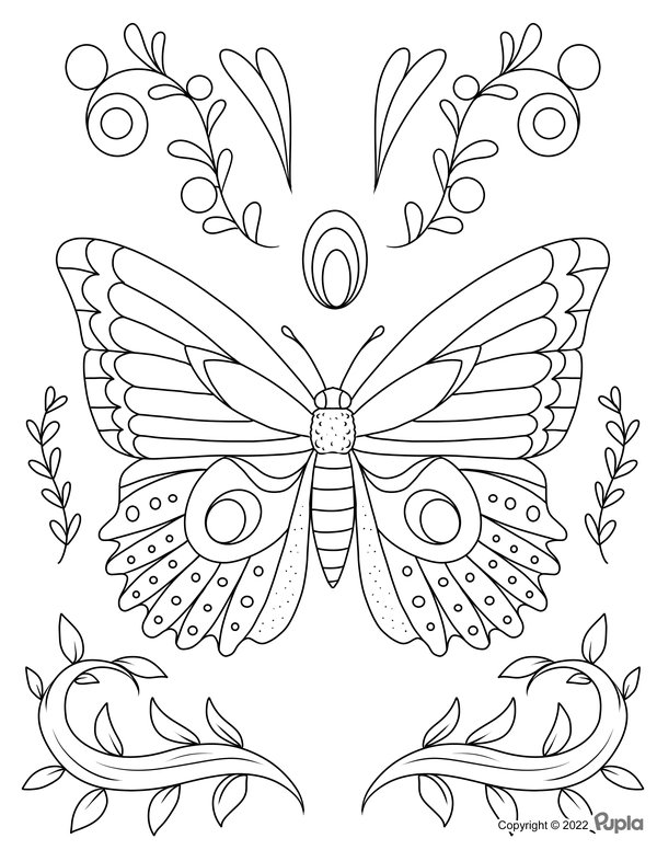 Mariposa Con Adornos coloring page for children