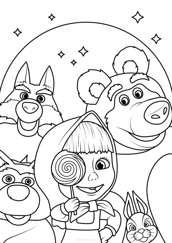 Masha and the Bear Coloring Pages Characters
