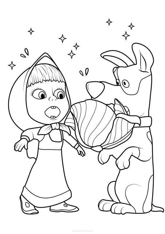 Masha And Dog coloring page for children