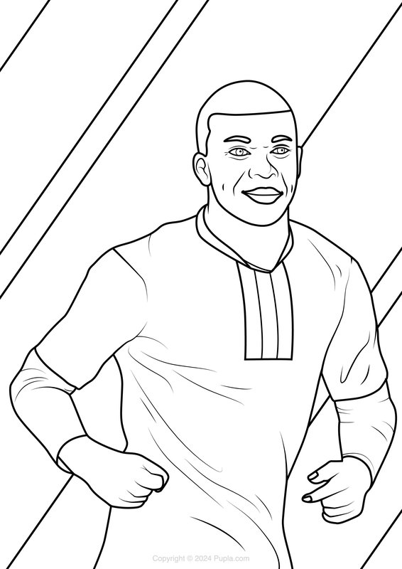 Mbappe en course coloring page for children