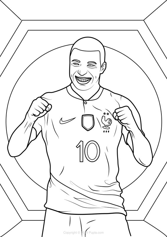 Mbappe France Celebrating coloring page for children