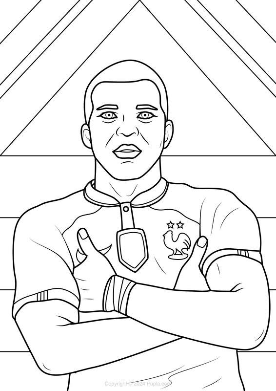 Mbappe gekruiste armen viering coloring page for children