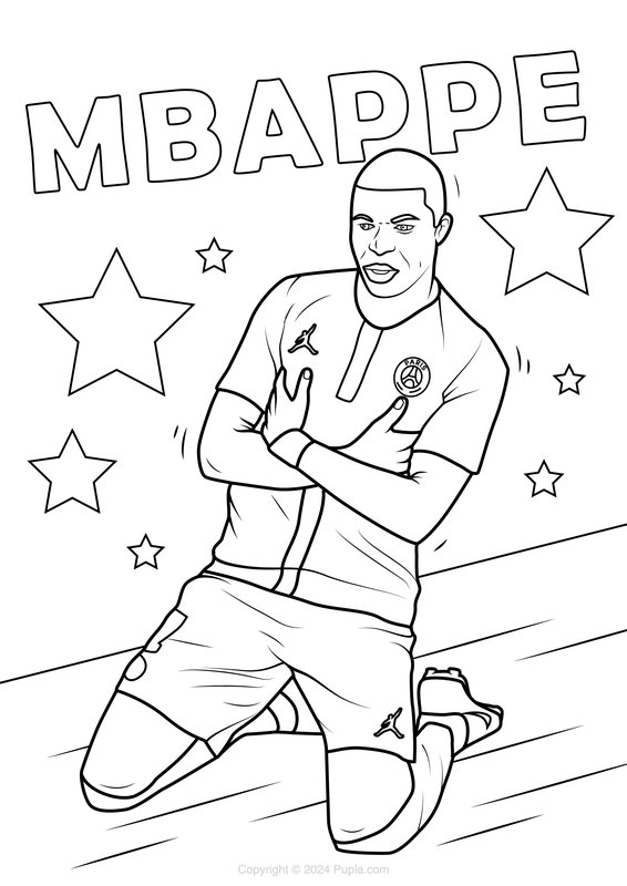 Mbappe Knie Schuif Viering coloring page for children
