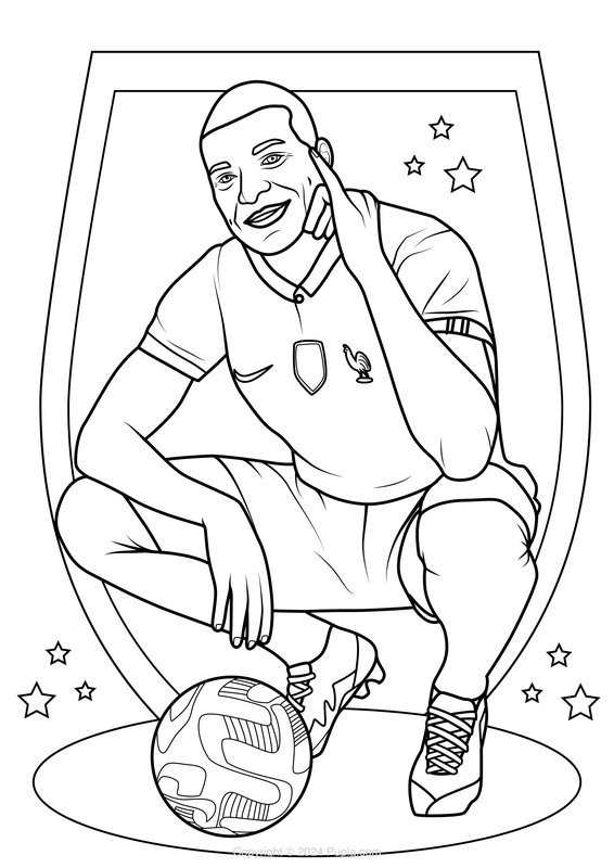 Mbappe posando coloring page for children