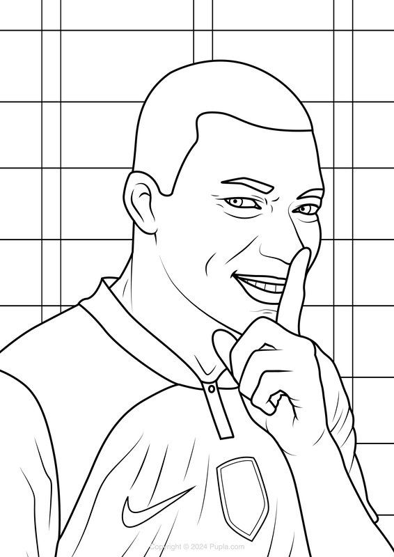 Mbappe souriant coloring page for children