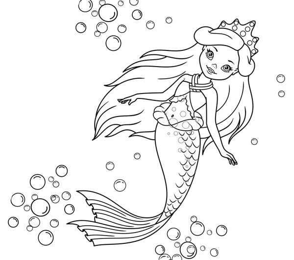 Meerjungfrau Prinzessin Mit Krone coloring page for children