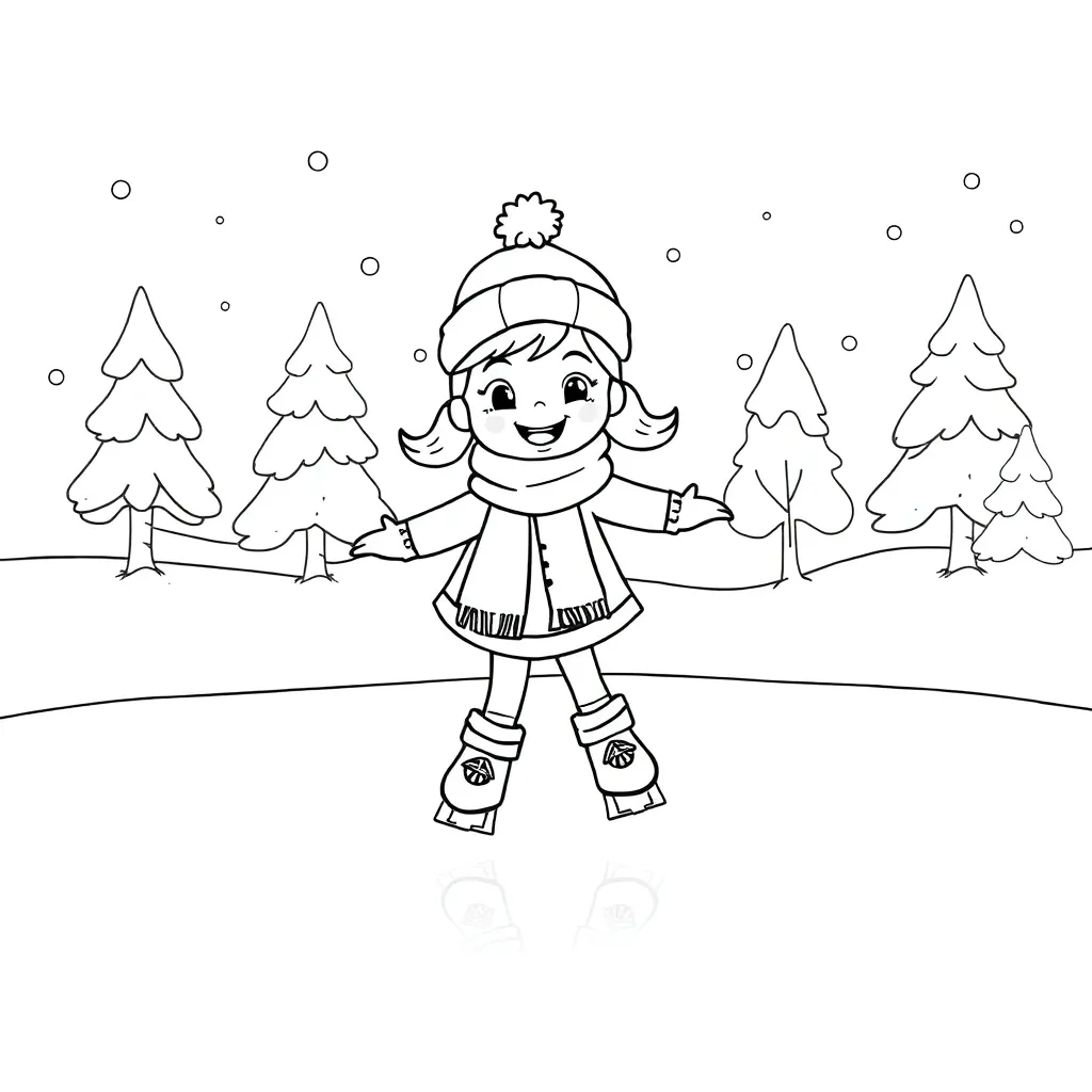 Meisje Op Schaatsen coloring page for children