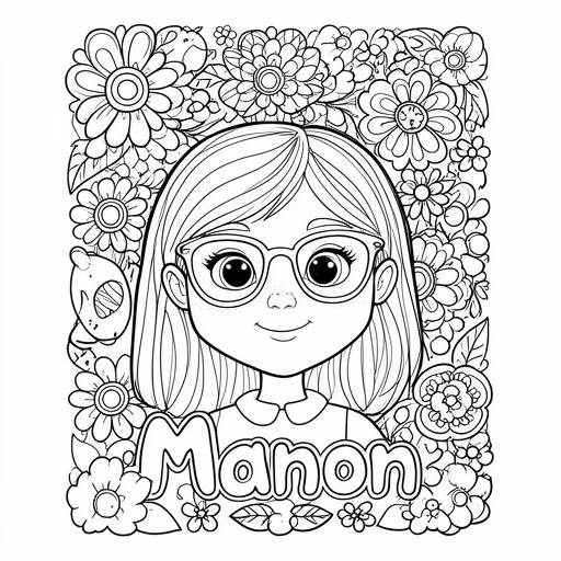 meisje van 9 jaar met bril kleurplaat voor kinderen