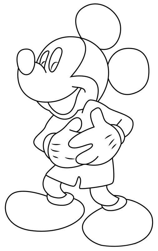 Mickey Mouse Debout Et Riant coloring page for children