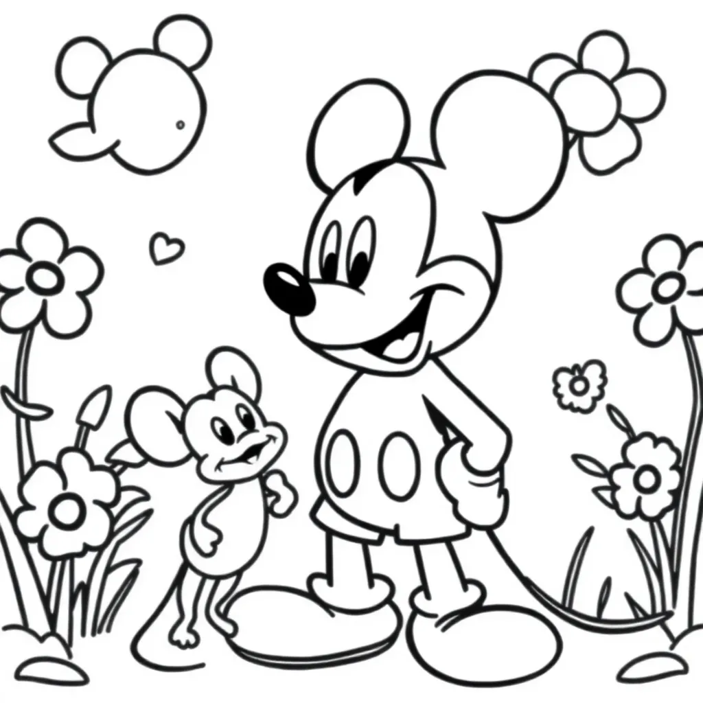 Mickey Mouse Disney Cartoon Kinderen Tekenen coloring page for children