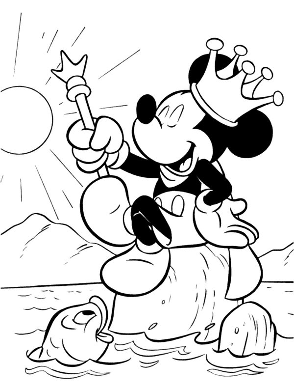 Mickey Mouse King Sur L Eau coloring page for children