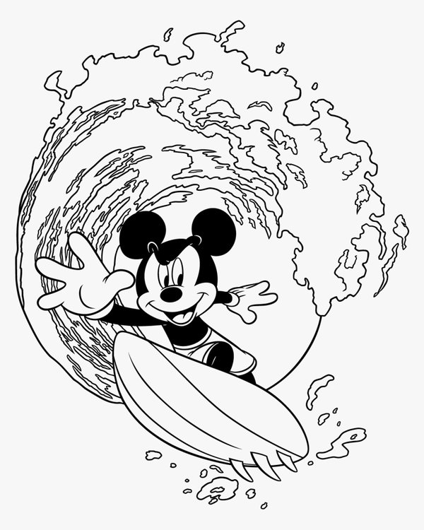 Mickey Mouse Surfen coloring page for children