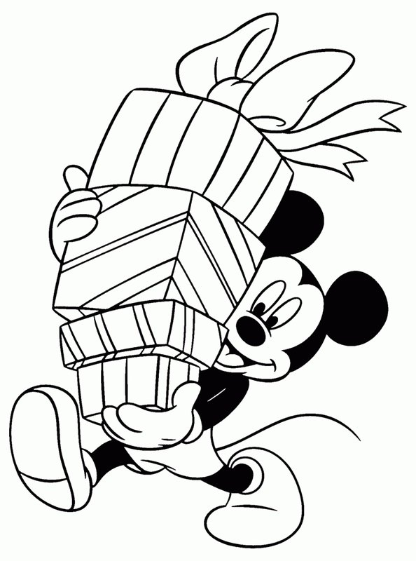 Mickey Mouse With Presents coloring page for children