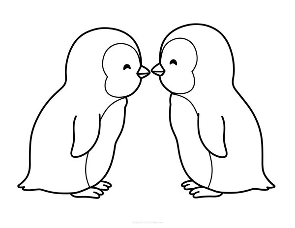 Mignons Pingouins Sembrassant coloring page for children