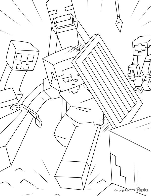 Minecraft Beschützen coloring page for children