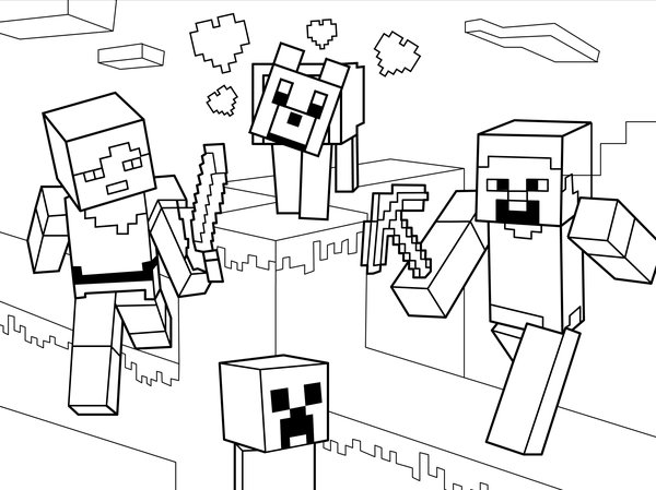 Minecraft Characters coloring page for children