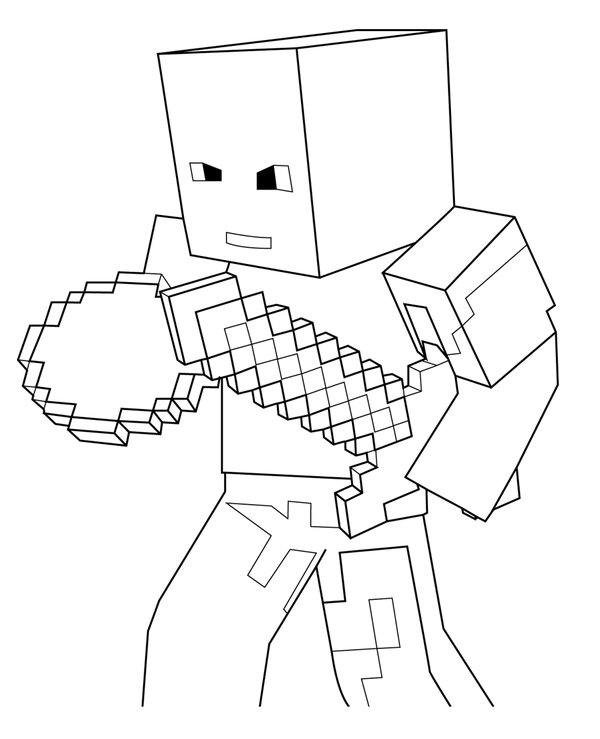 Minecraft Figuurtje Zwaard coloring page for children