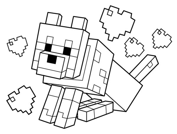Minecraft Hund coloring page for children