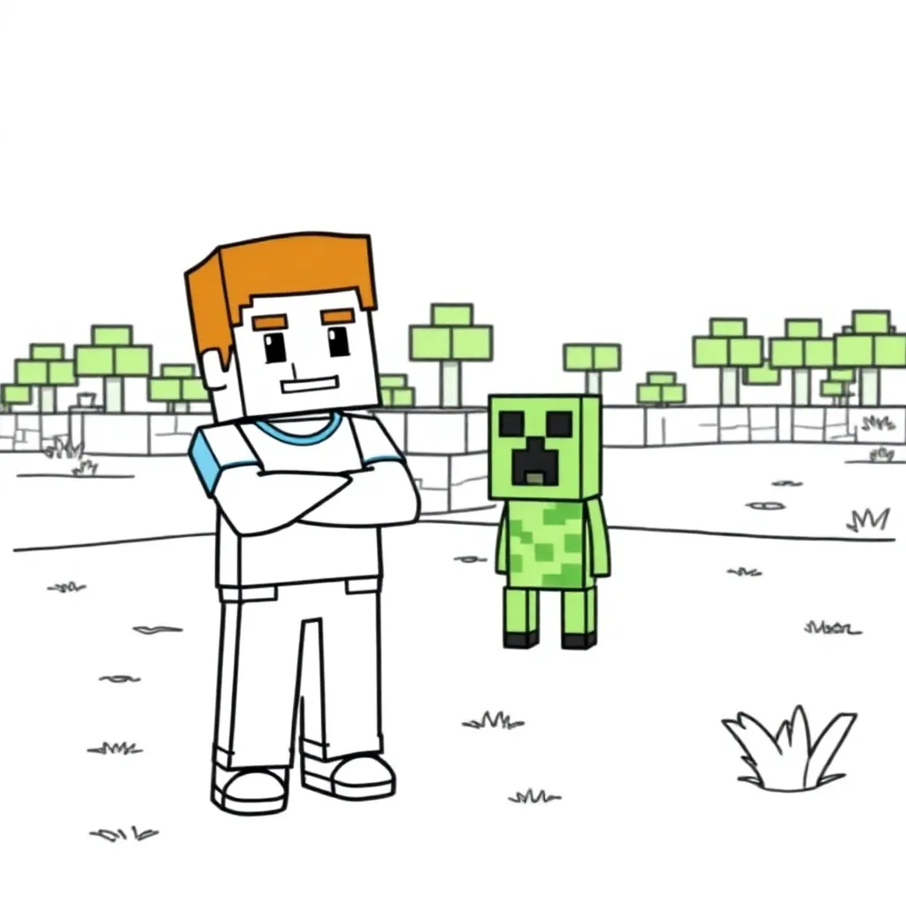 Minecraft coloring page for children