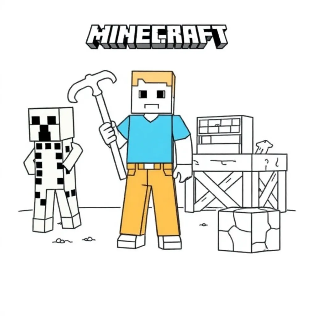 Minecraft coloring page for children