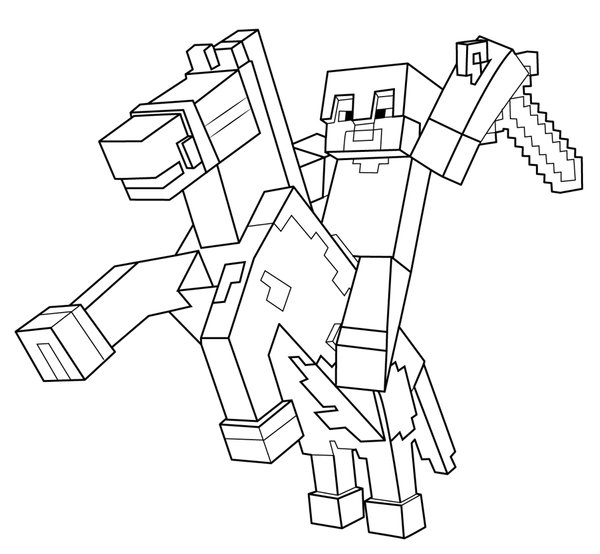 Minecraft Knight coloring page for children