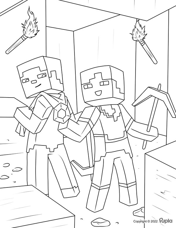 Minecraft Looking Diamonds coloring page for children