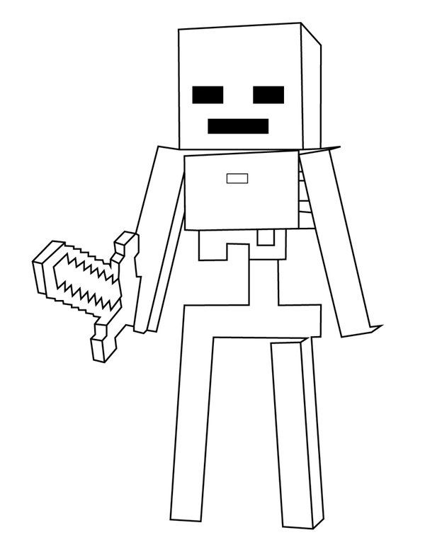 Minecraft Skeleton coloring page for children