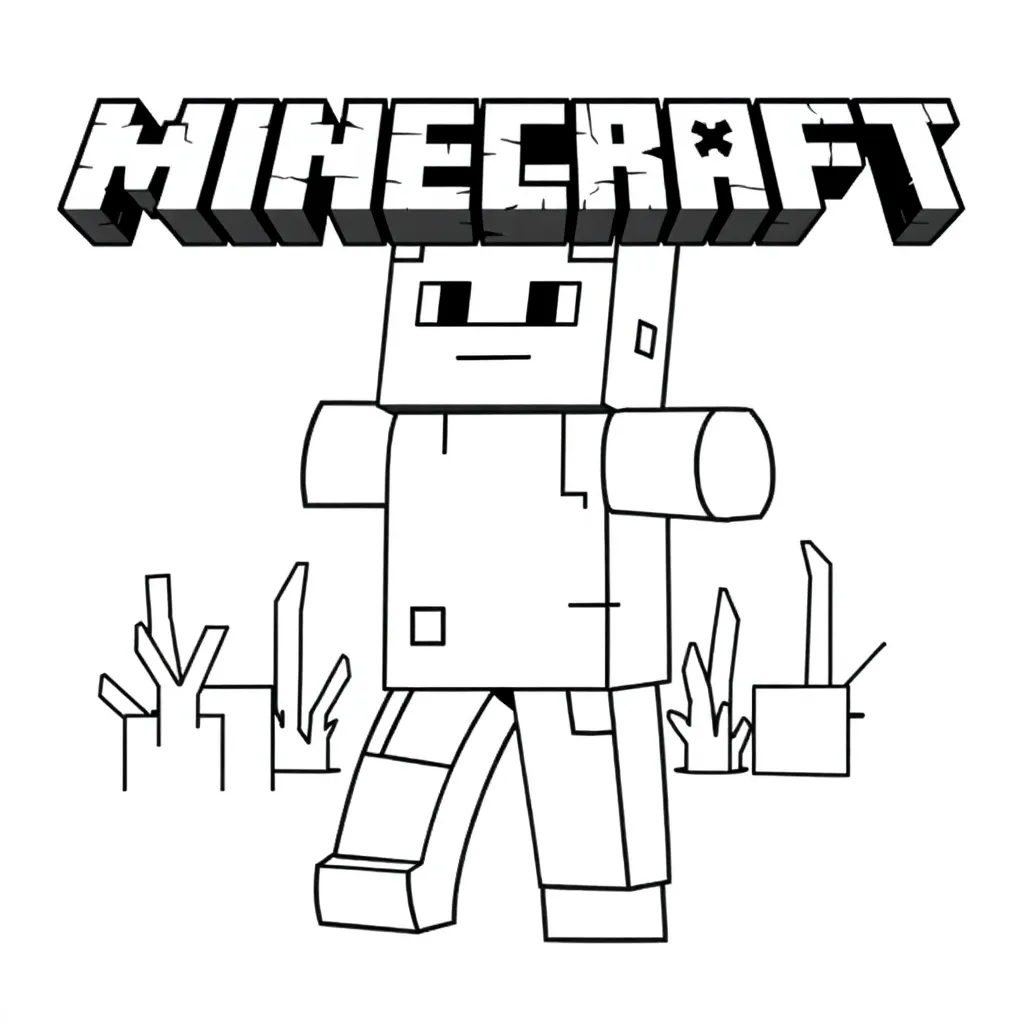 Minecraft Steve Blokken Creatief Avontuur coloring page for children