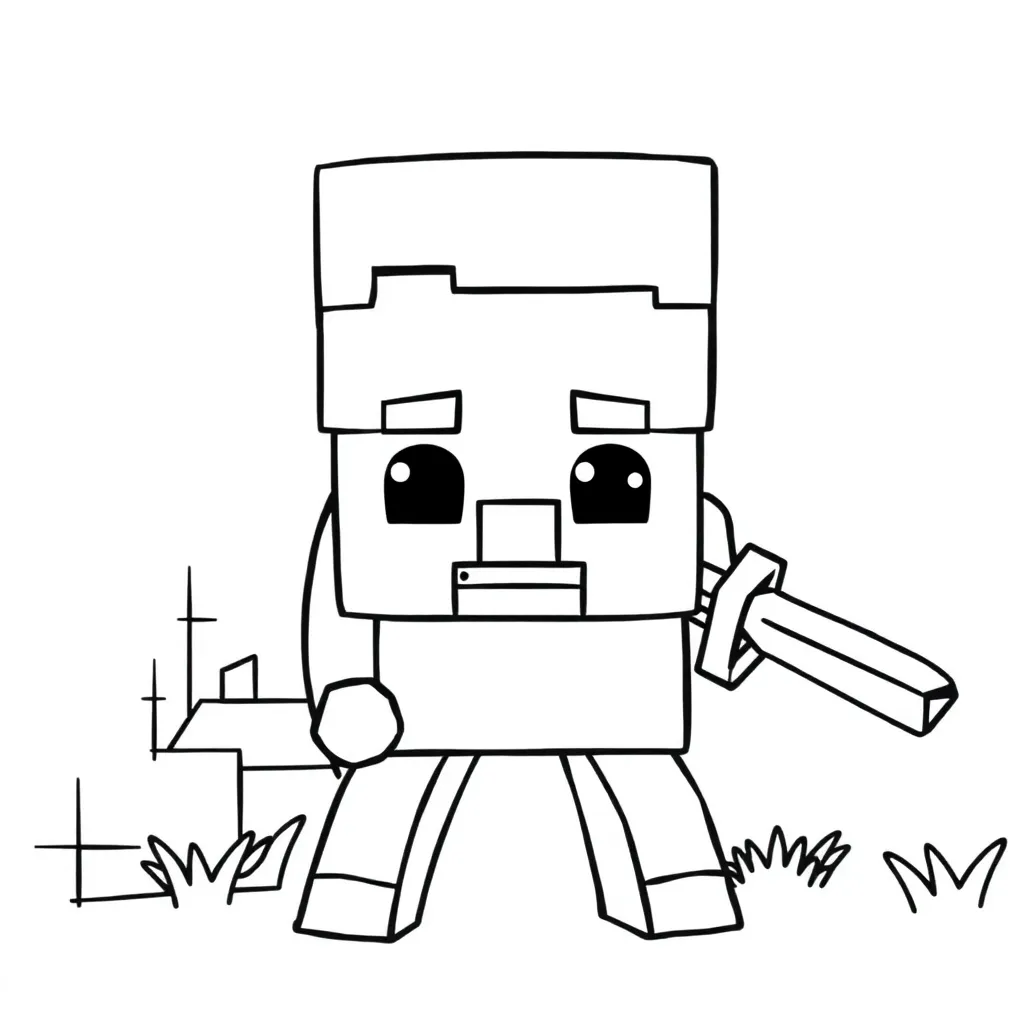 Minecraft Steve Blokken Creatief Avontuur coloring page for children