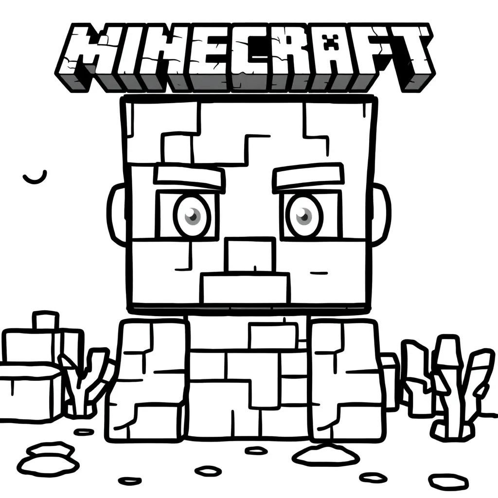 Minecraft Steve Blokken Creatief Avontuur coloring page for children