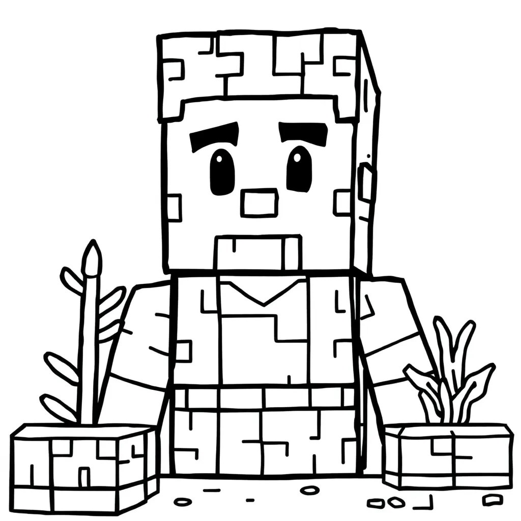 Minecraft Steve Blokken Creatief Avontuur coloring page for children