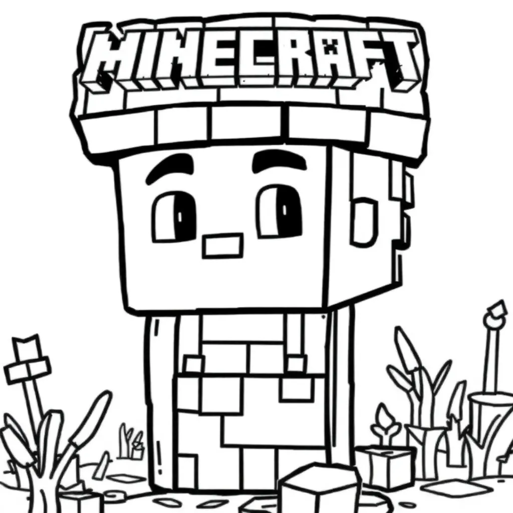 Minecraft Steve Blokken Creatief Avontuur coloring page for children