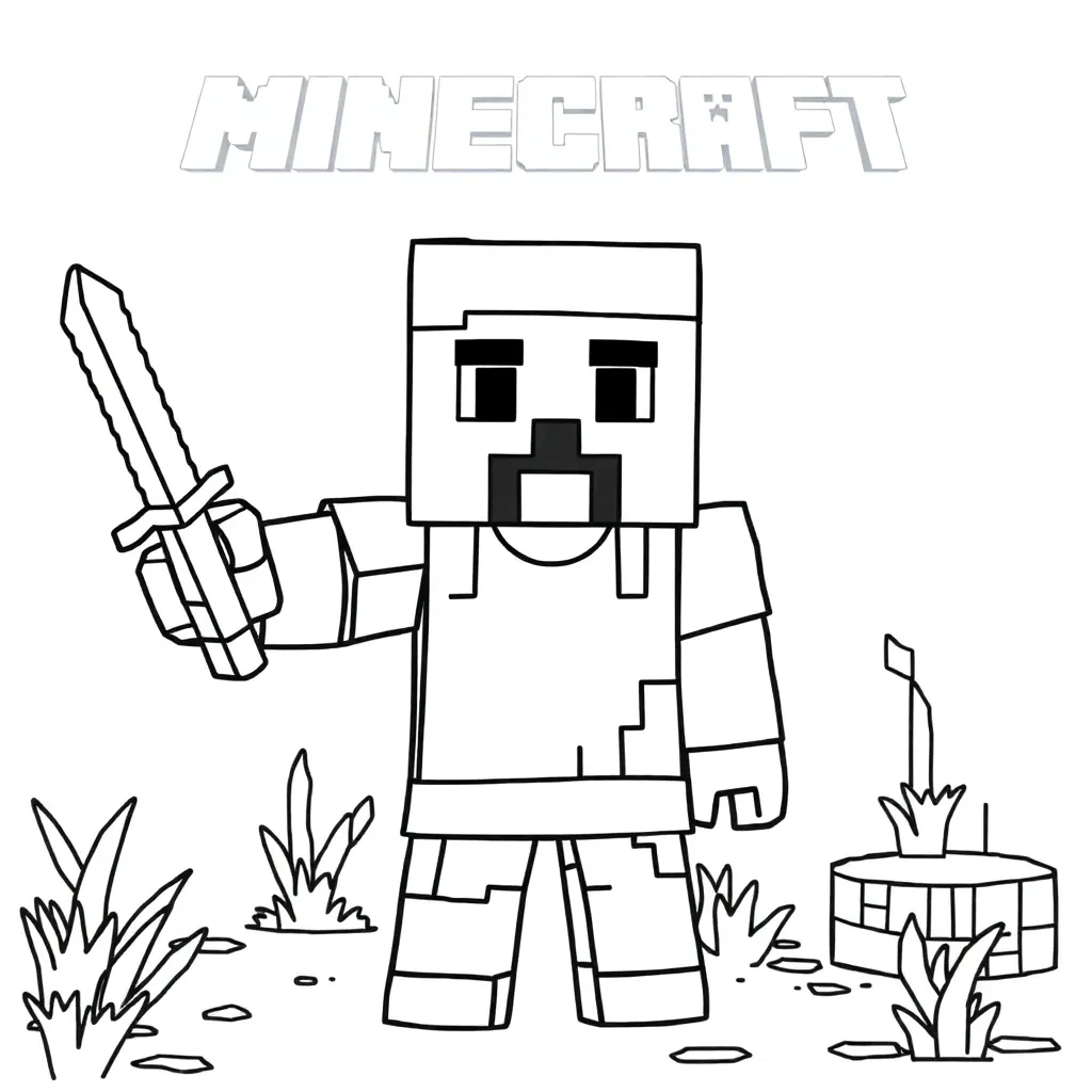 Minecraft Steve Blokken Creatief Avontuur coloring page for children