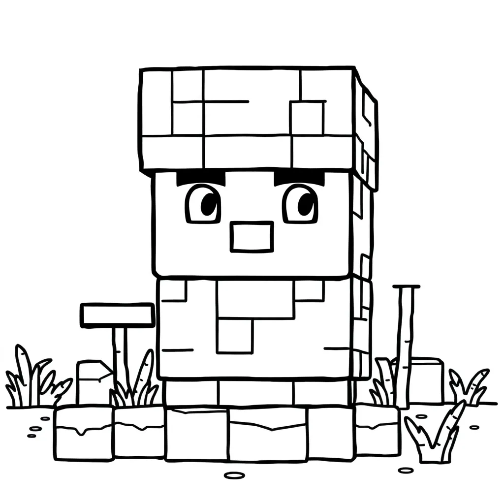 Minecraft Steve Blokken Creatief Avontuur coloring page for children