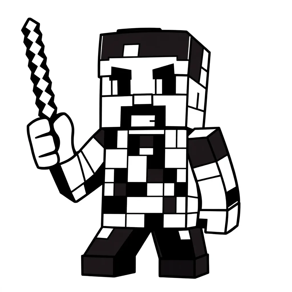 Minecraft Steve Blokken Creatief Avontuur coloring page for children