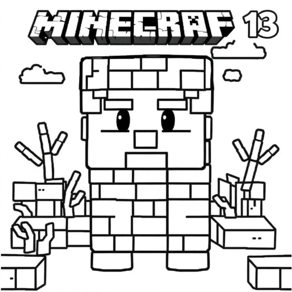 Minecraft Steve Blokken Creatief Avontuur coloring page for children