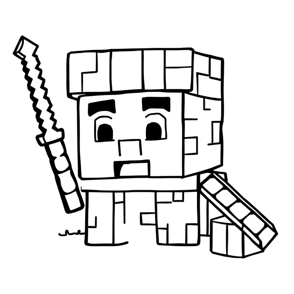 Minecraft Steve Blokken Creatief Avontuur coloring page for children