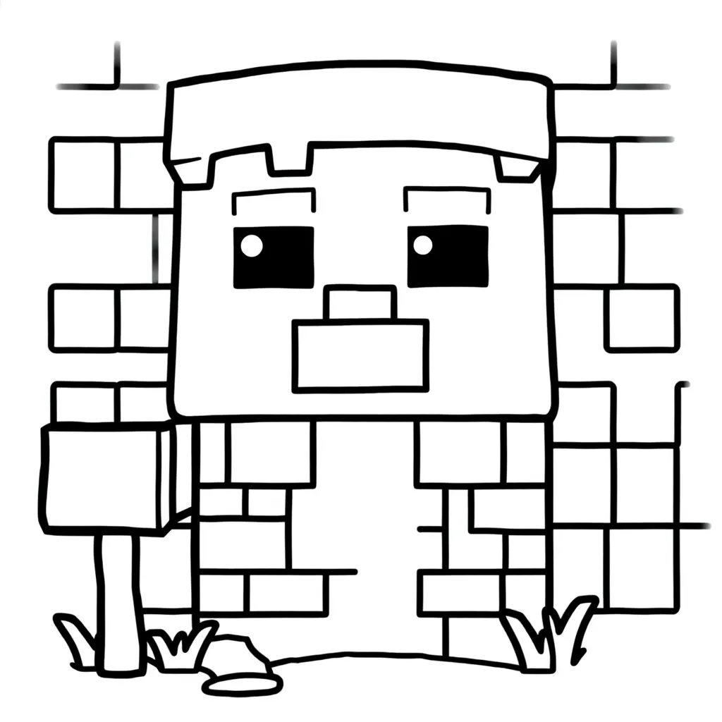 Minecraft Steve Blokken Creatief Avontuur coloring page for children