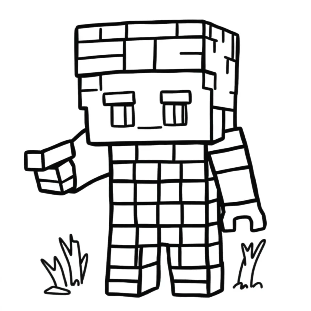 Minecraft Steve Blokken Creatief Avontuur coloring page for children