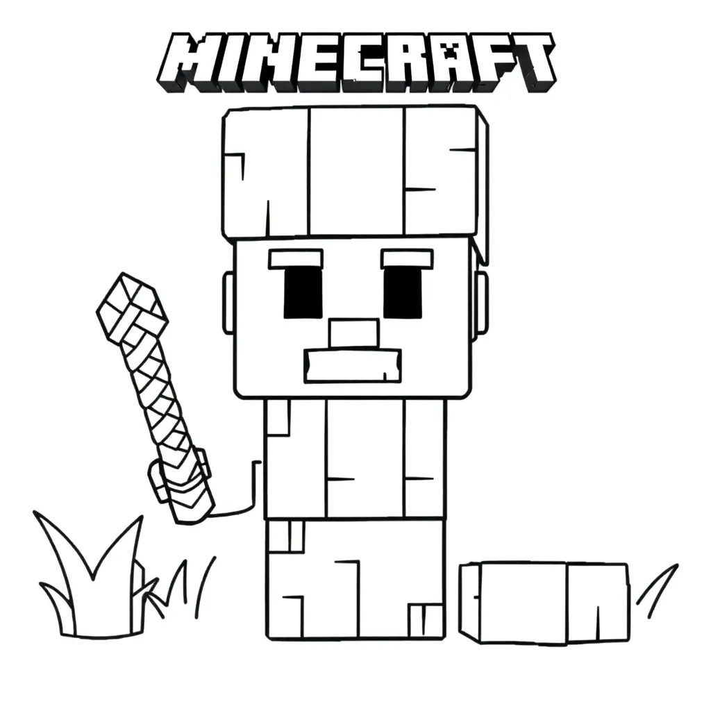 Minecraft Steve Blokken Creatief Avontuur coloring page for children