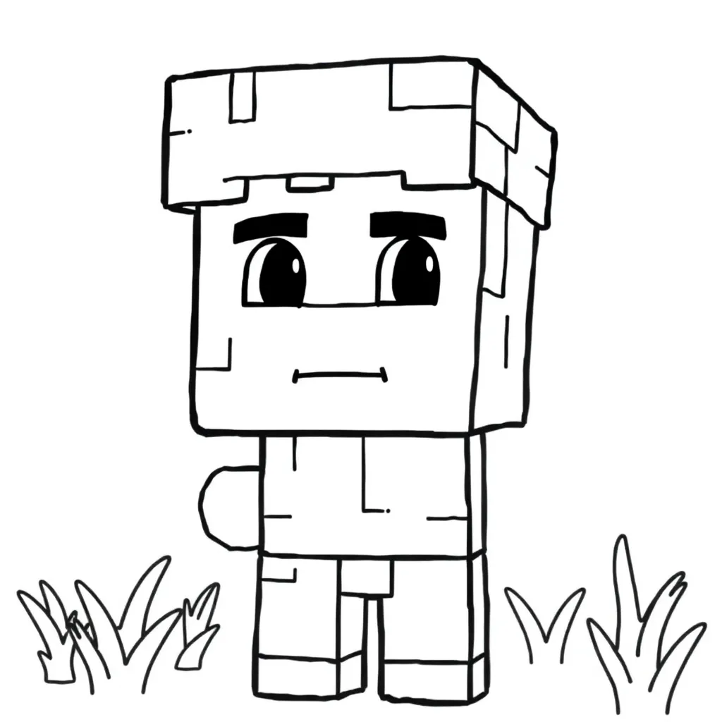 Minecraft Steve Blokken Creatief Avontuur coloring page for children