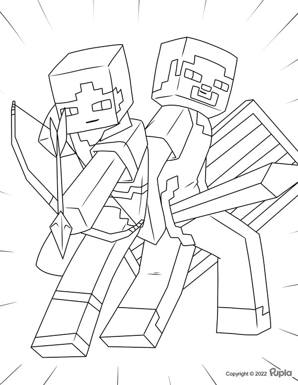 Minecraft Twee Figuurtjes coloring page for children