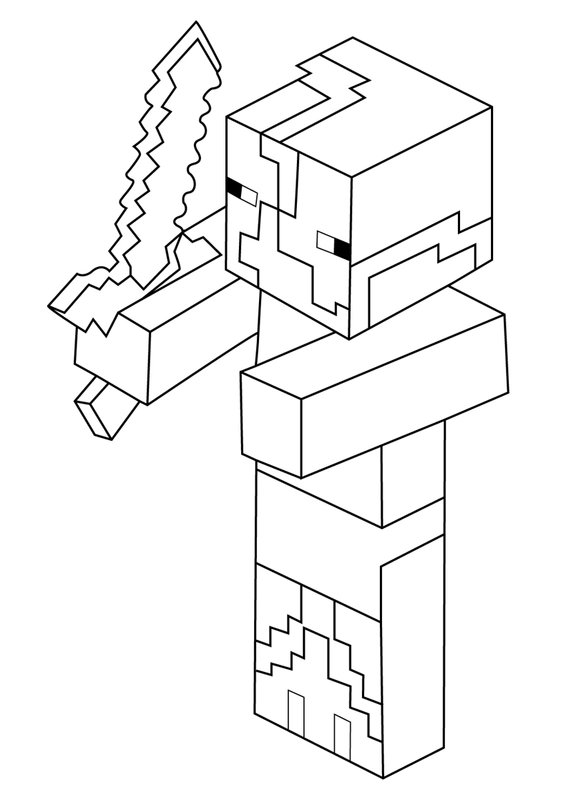 Minecraft Zombie coloring page for children