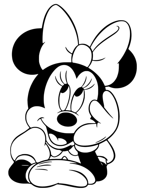 Minnie Mouse Denkt Glucklich coloring page for children