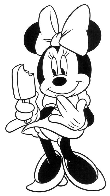 Minnie Mouse Eet Ijsje coloring page for children