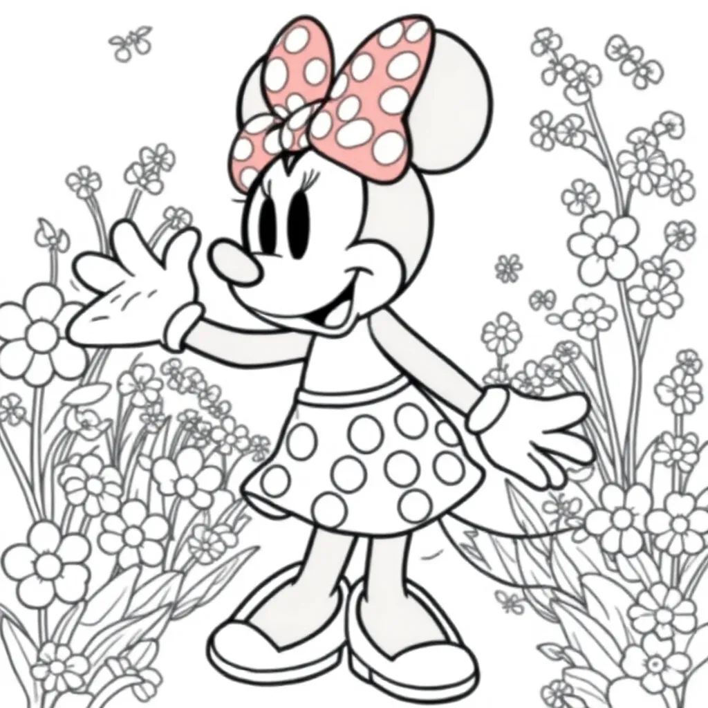 Feuille de coloriage Minnie Mouse gratuite - Feuille de coloriage pour enfants