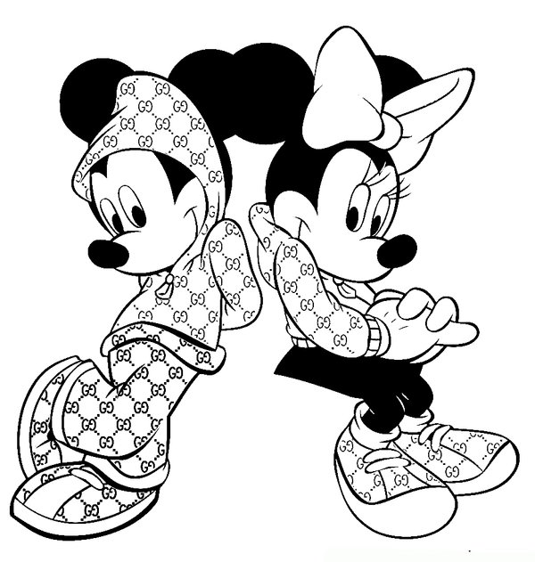 Minnie Mouse Mickey Designer Clothes coloring page for children