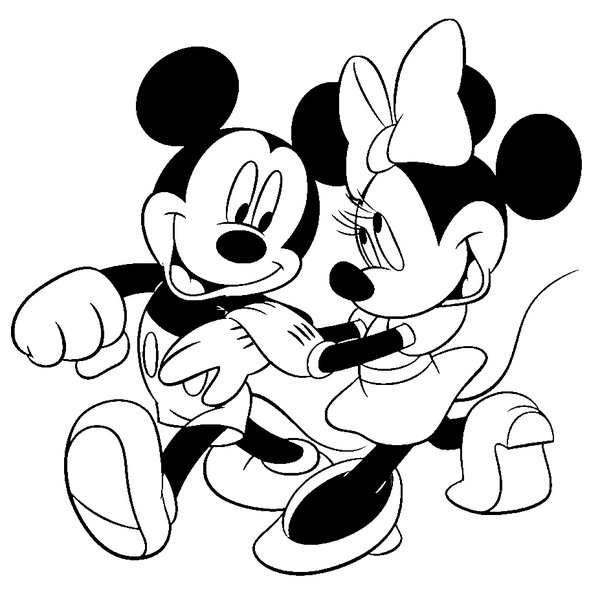 Minnie Mouse Mickey Walking Together coloring page for children
