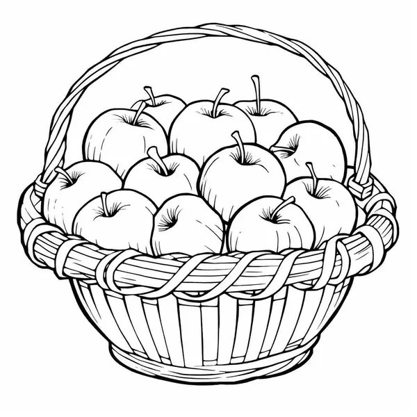 Plantilla para colorear Cesta llena de manzanas